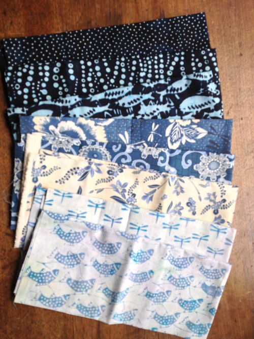 Variety of blues and white/cream