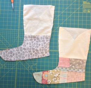 Muslin top sewn on to lower boot