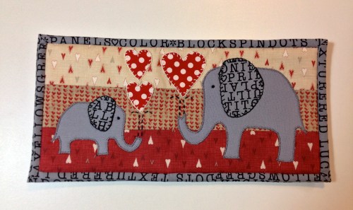 Mug Rug for daughter M who loves elephants.