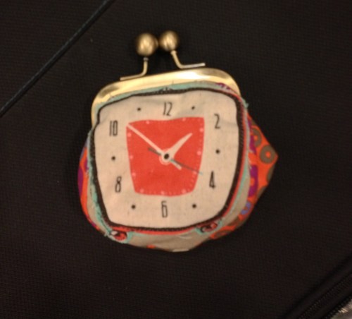 Clock coin purse by Diane Stanley