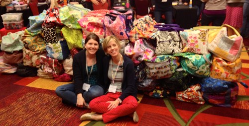 Lindsey Rhodes, Jennifer Mathis and everyone's duffel bags.