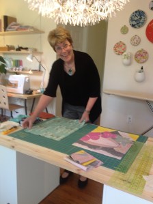 Here I am cutting out my fabric.