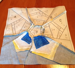 Removing the papers after the whole block is sewn together.