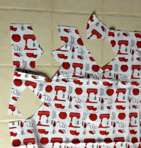 How I tried to fussy cut some of these kitchen motifs.