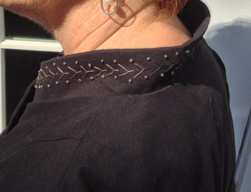 Embroidery on finished collar