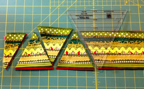 Cutting the strips into "trees".