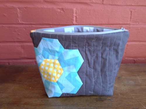 Hexagon pouch made with Riley Blake Fabric