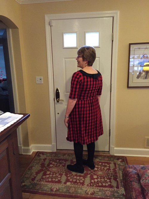 The collar has a little center piece that hangs down in the back.