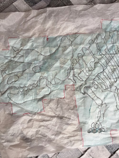 I stitched around each bone in the skeleton.