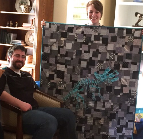 My dinosaur quilt and the soon to be parents.